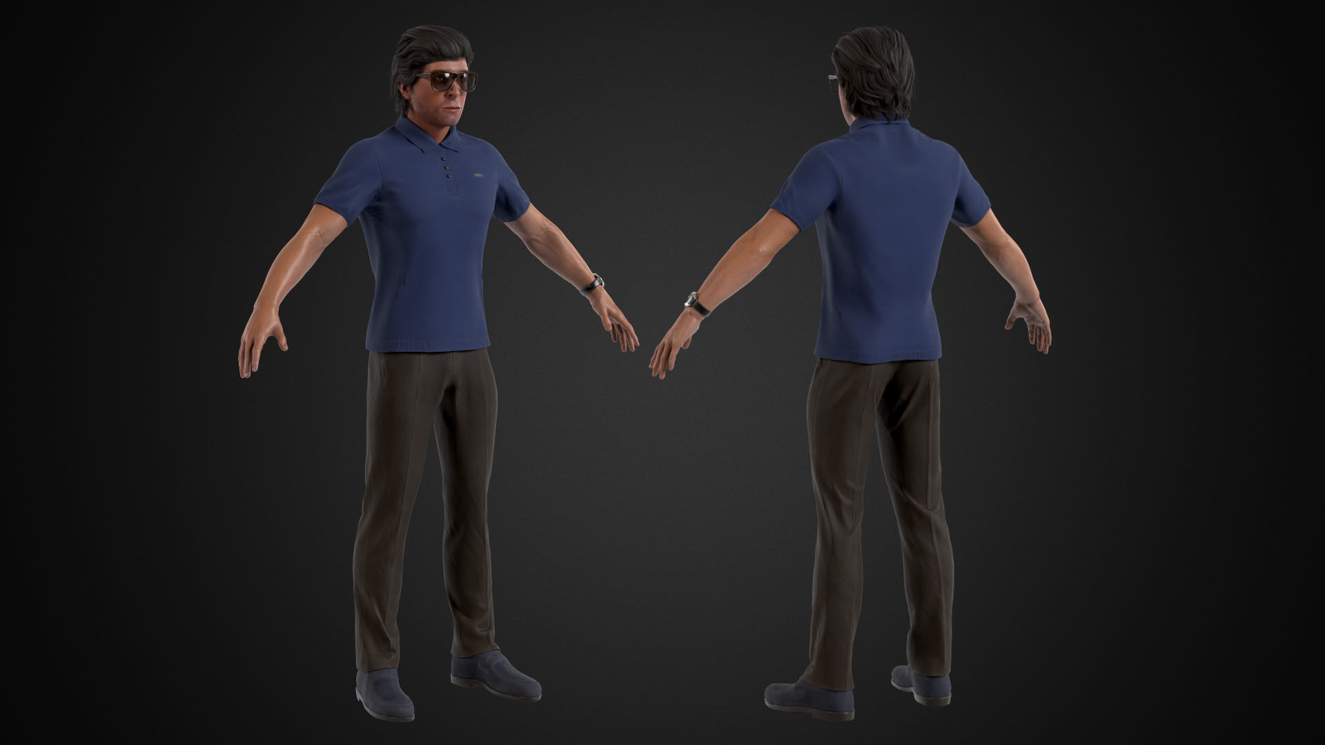 Man in Polo Low-poly 3D model_6