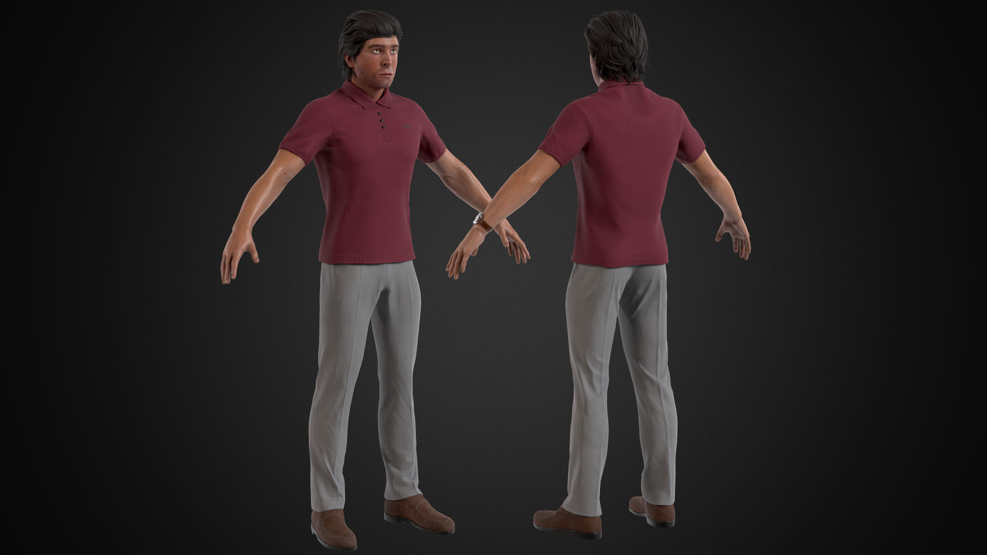 Man in Polo Low-poly 3D model_5