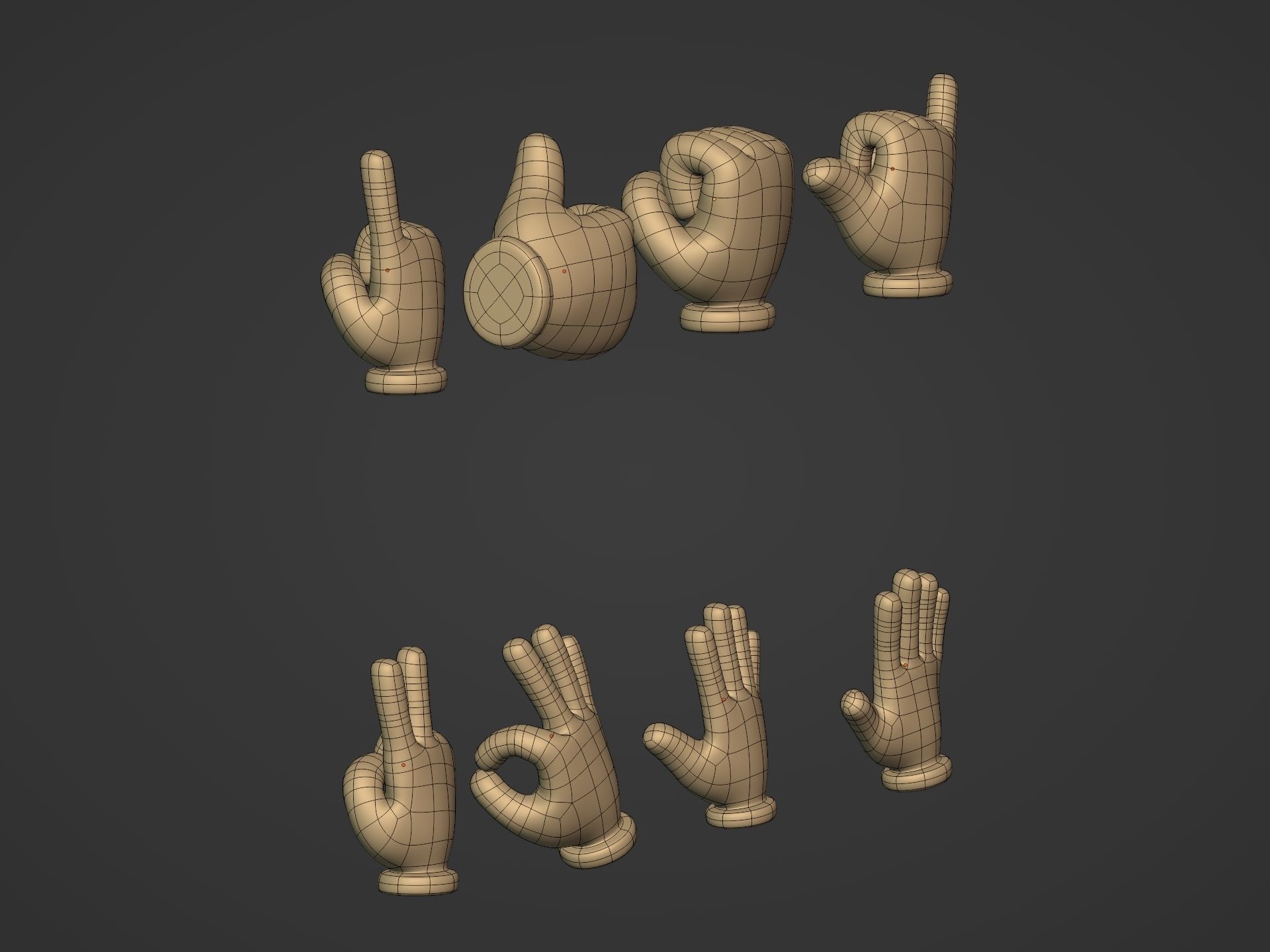 Cartoon Hands Pack Low-poly 3D model_12