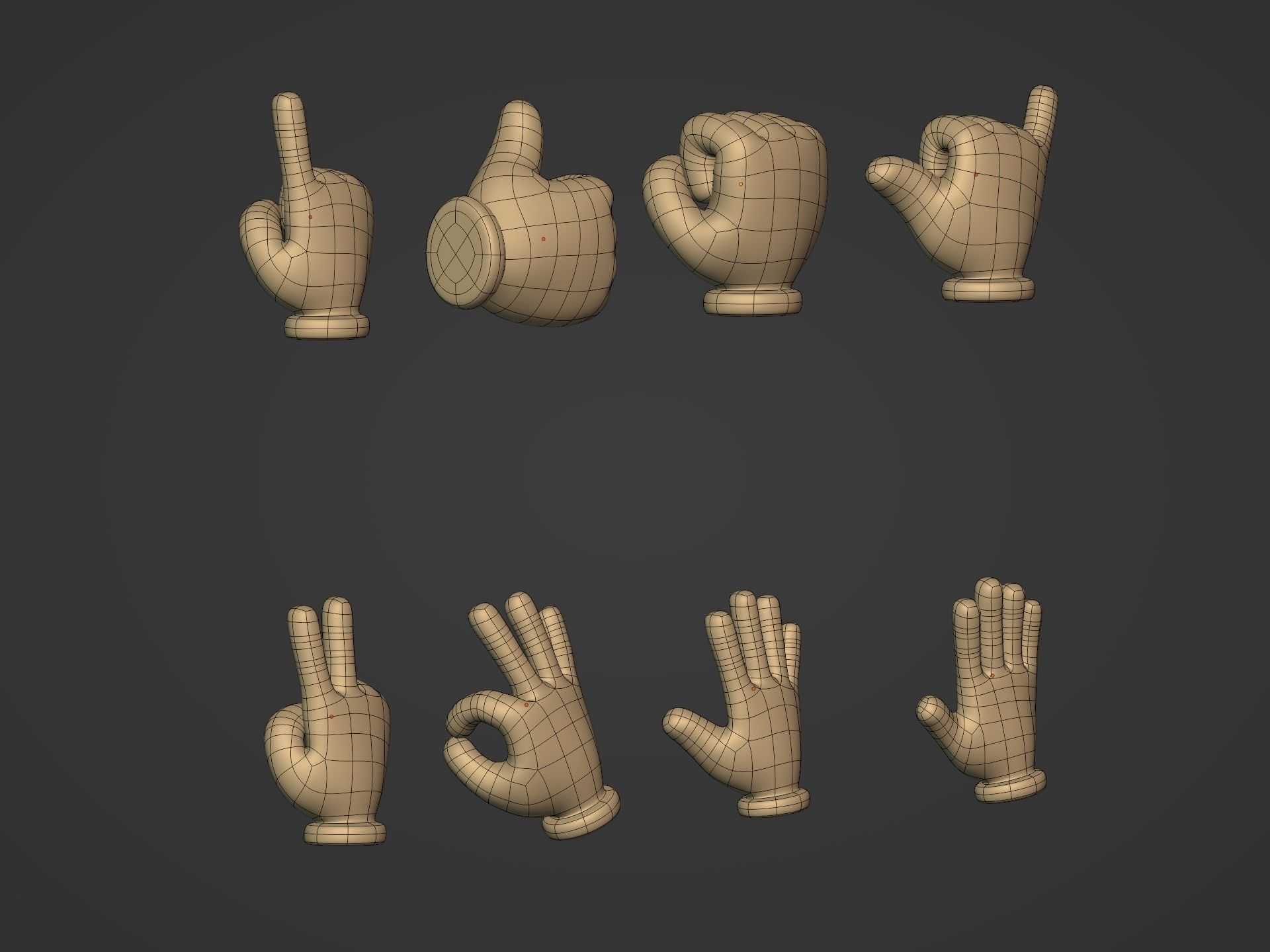 Cartoon Hands Pack Low-poly 3D model_10