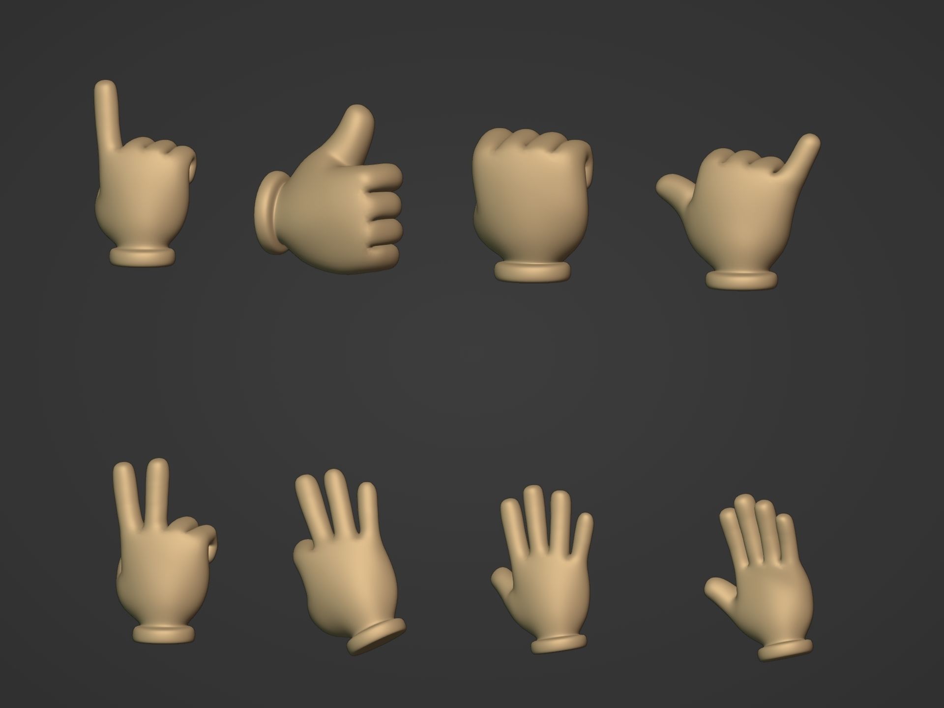 Cartoon Hands Pack Low-poly 3D model_5