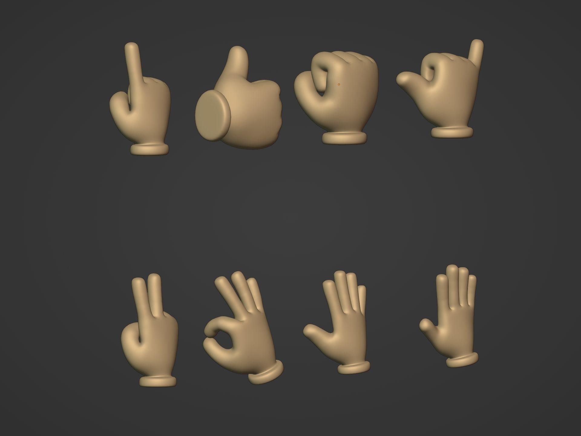 Cartoon Hands Pack Low-poly 3D model_9