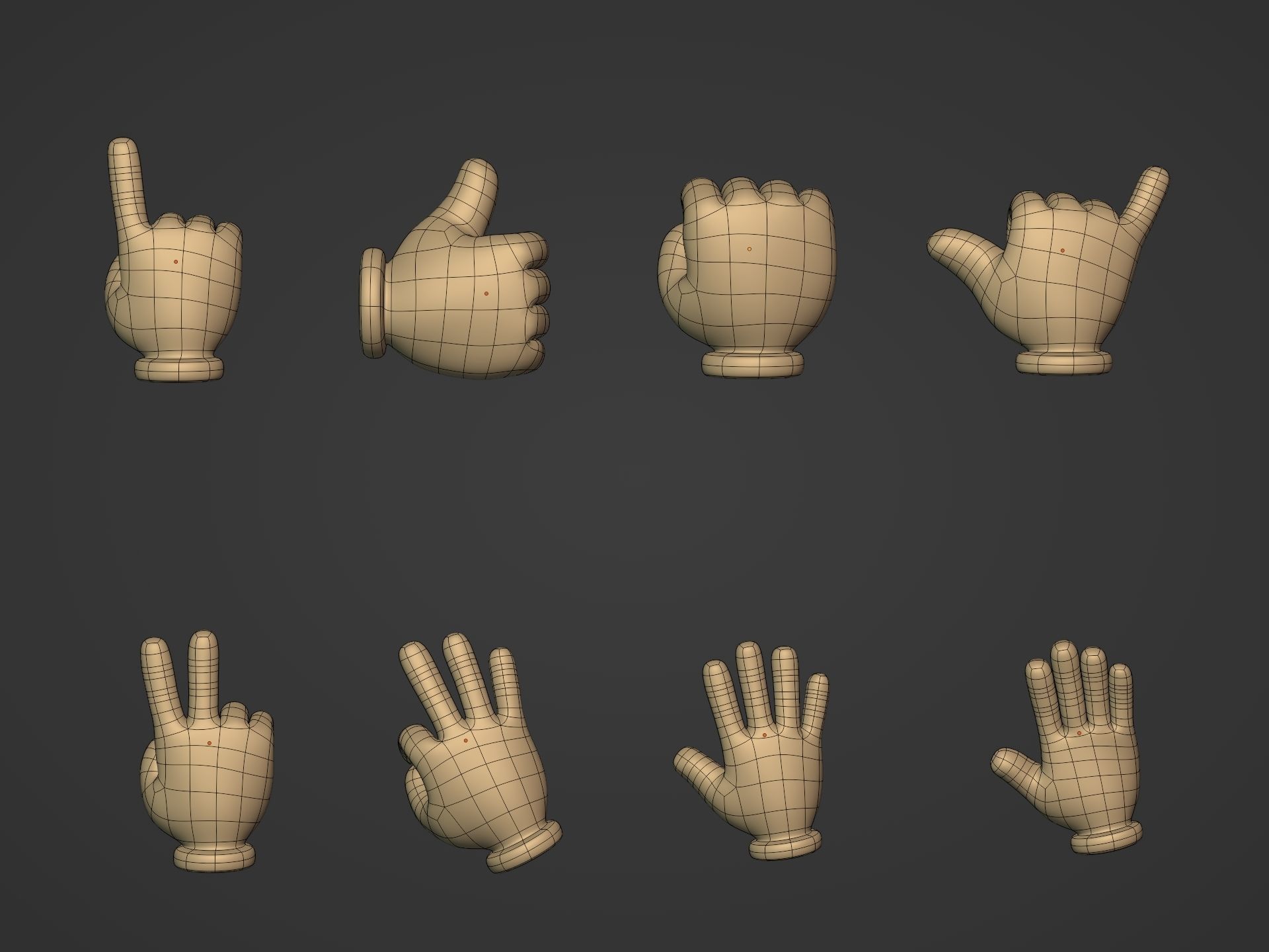 Cartoon Hands Pack Low-poly 3D model_2