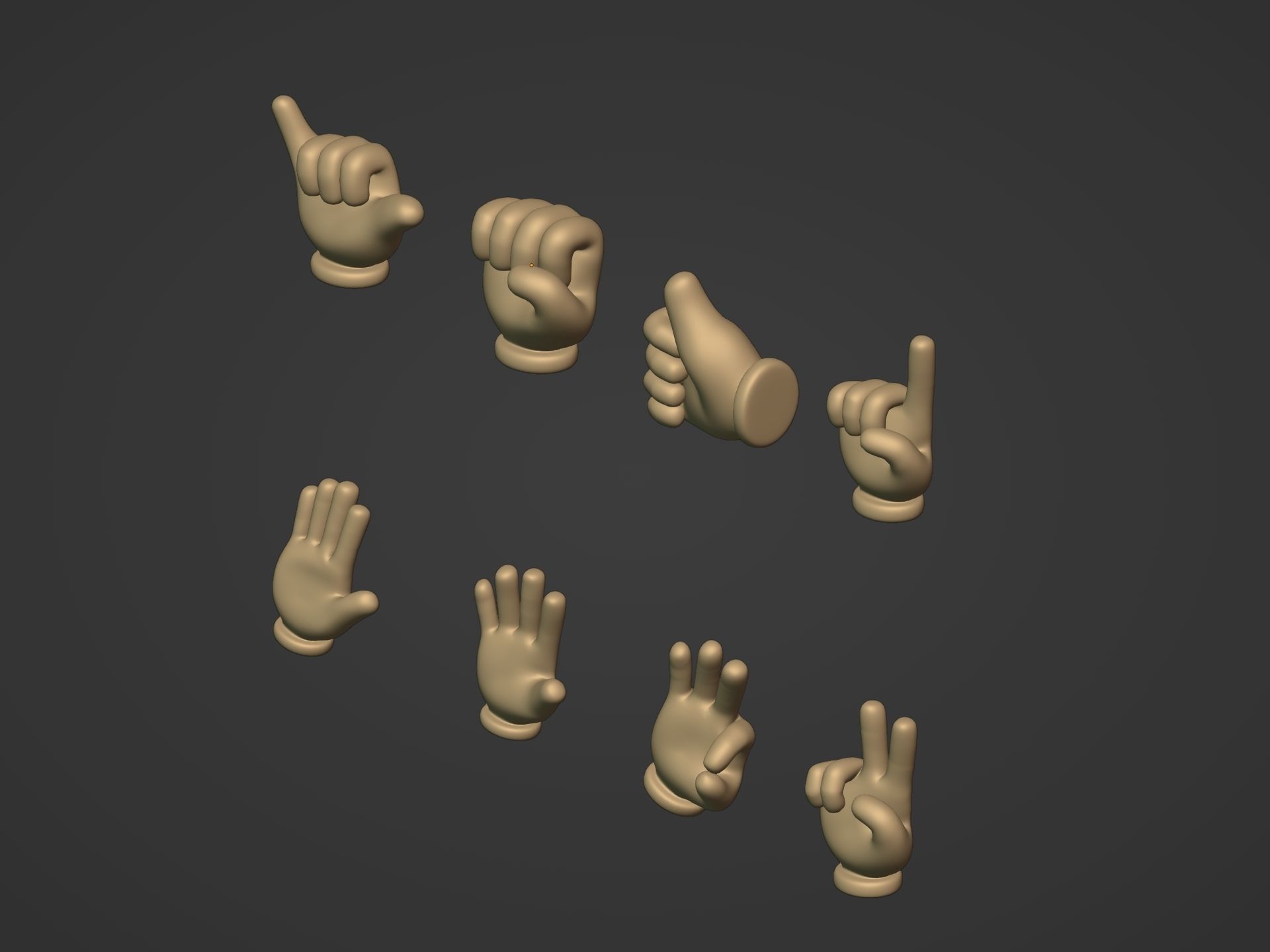 Cartoon Hands Pack Low-poly 3D model_15