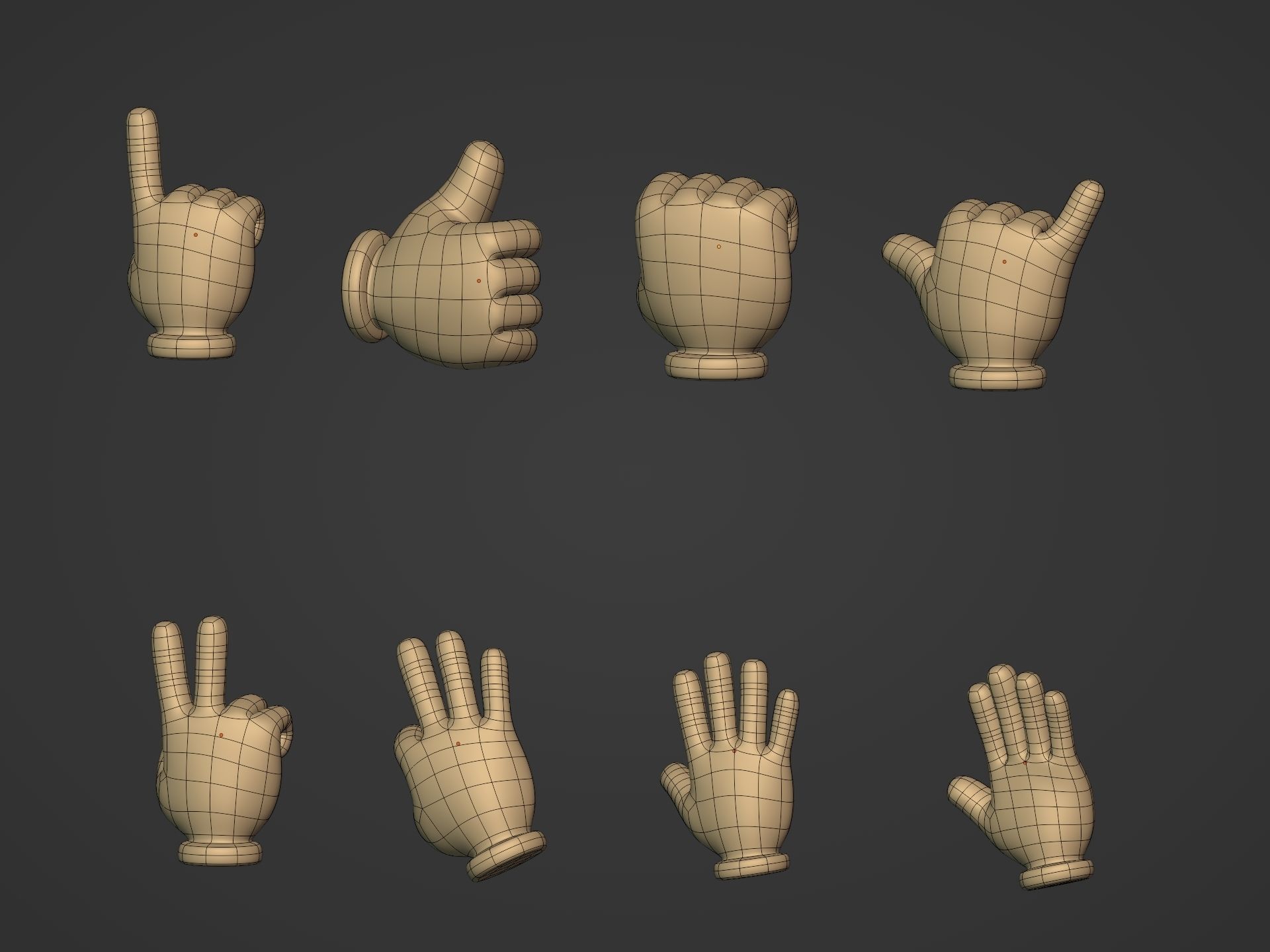 Cartoon Hands Pack Low-poly 3D model_6