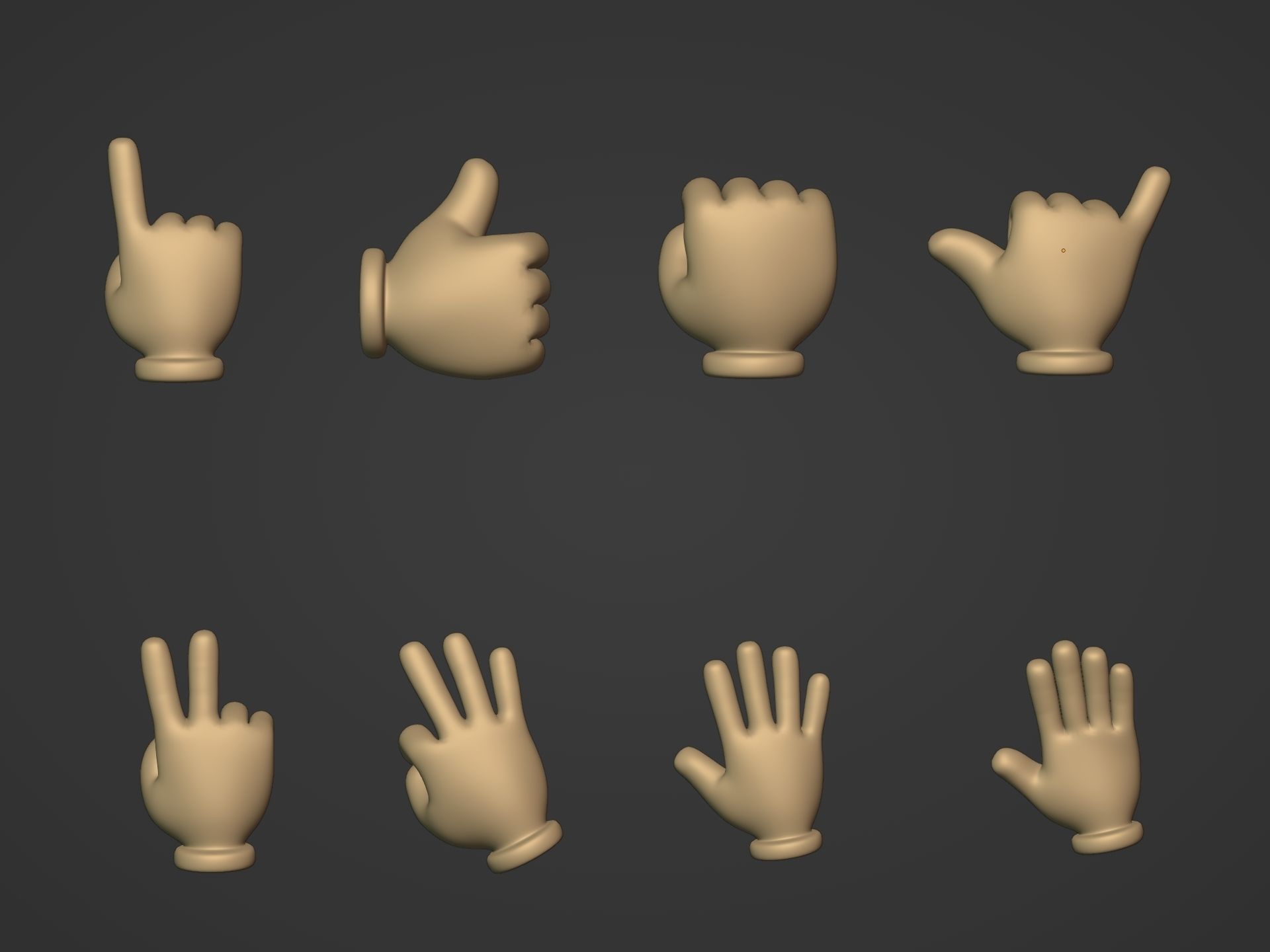 Cartoon Hands Pack Low-poly 3D model_1