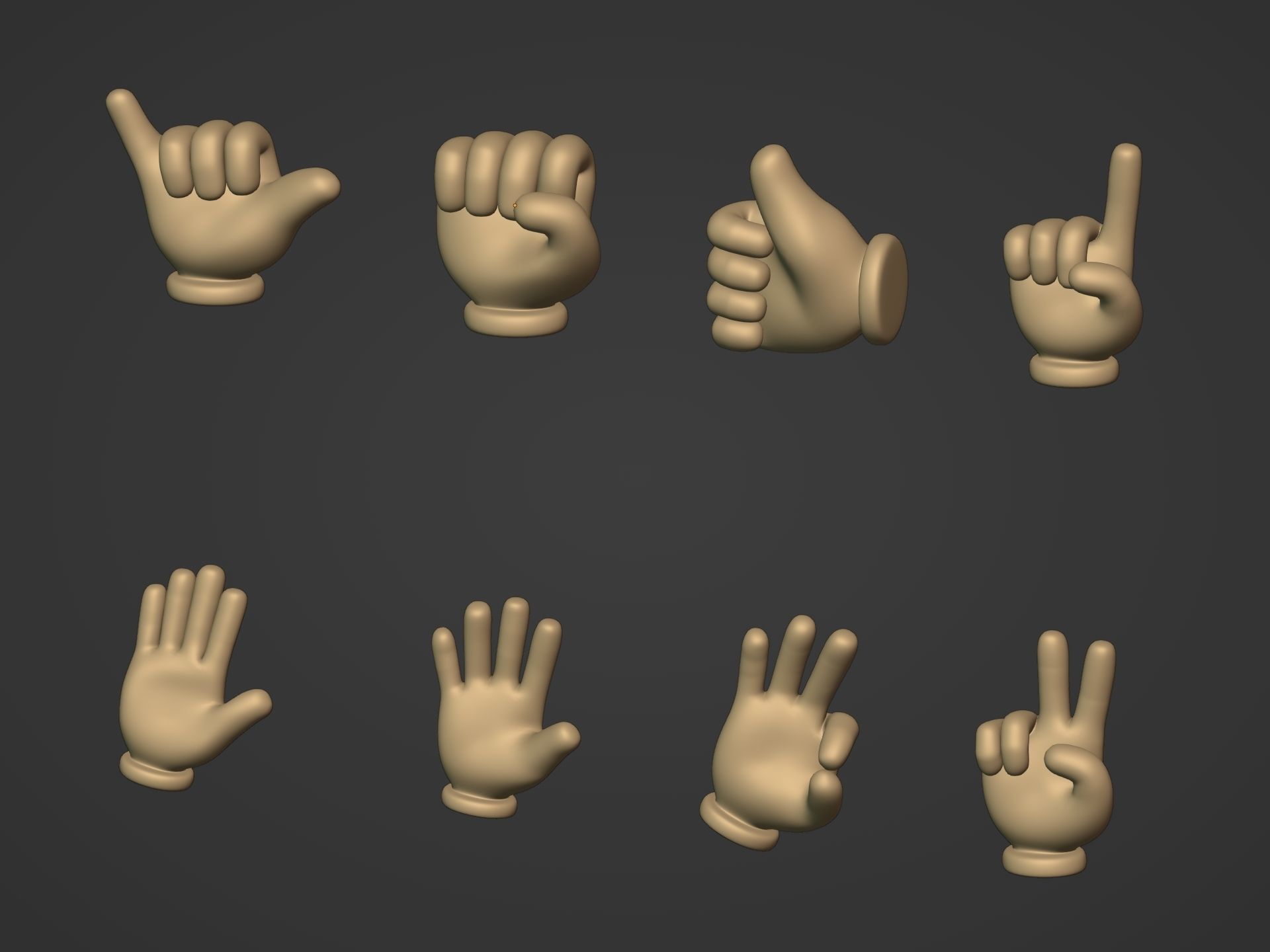 Cartoon Hands Pack Low-poly 3D model_3