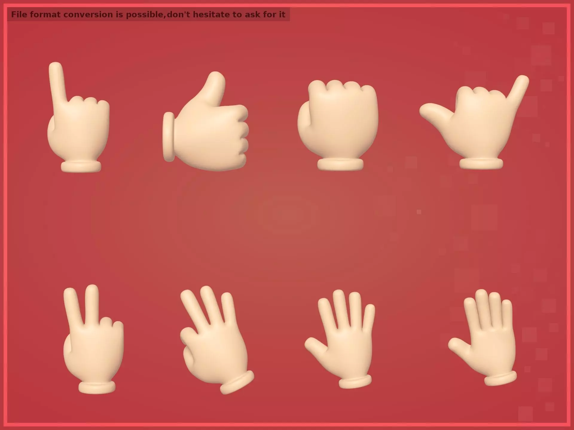 Cartoon Hands Pack Low-poly 3D model_0