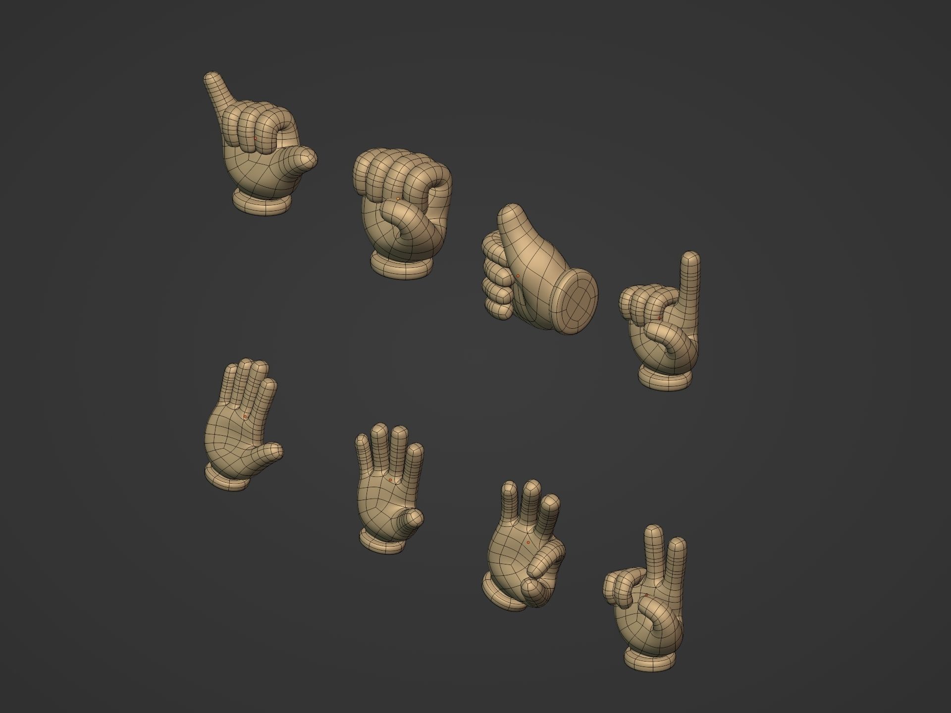 Cartoon Hands Pack Low-poly 3D model_16