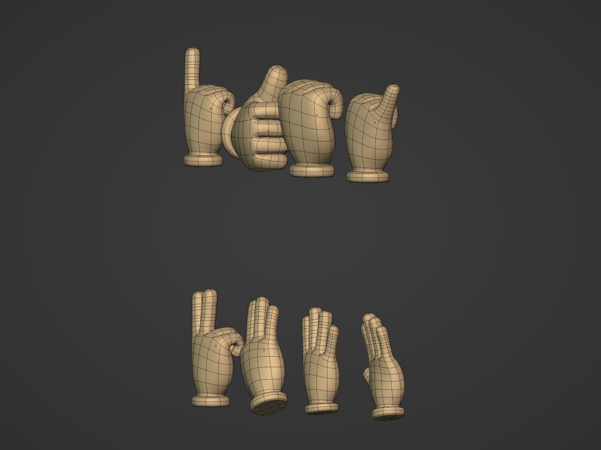 Cartoon Hands Pack Low-poly 3D model_8