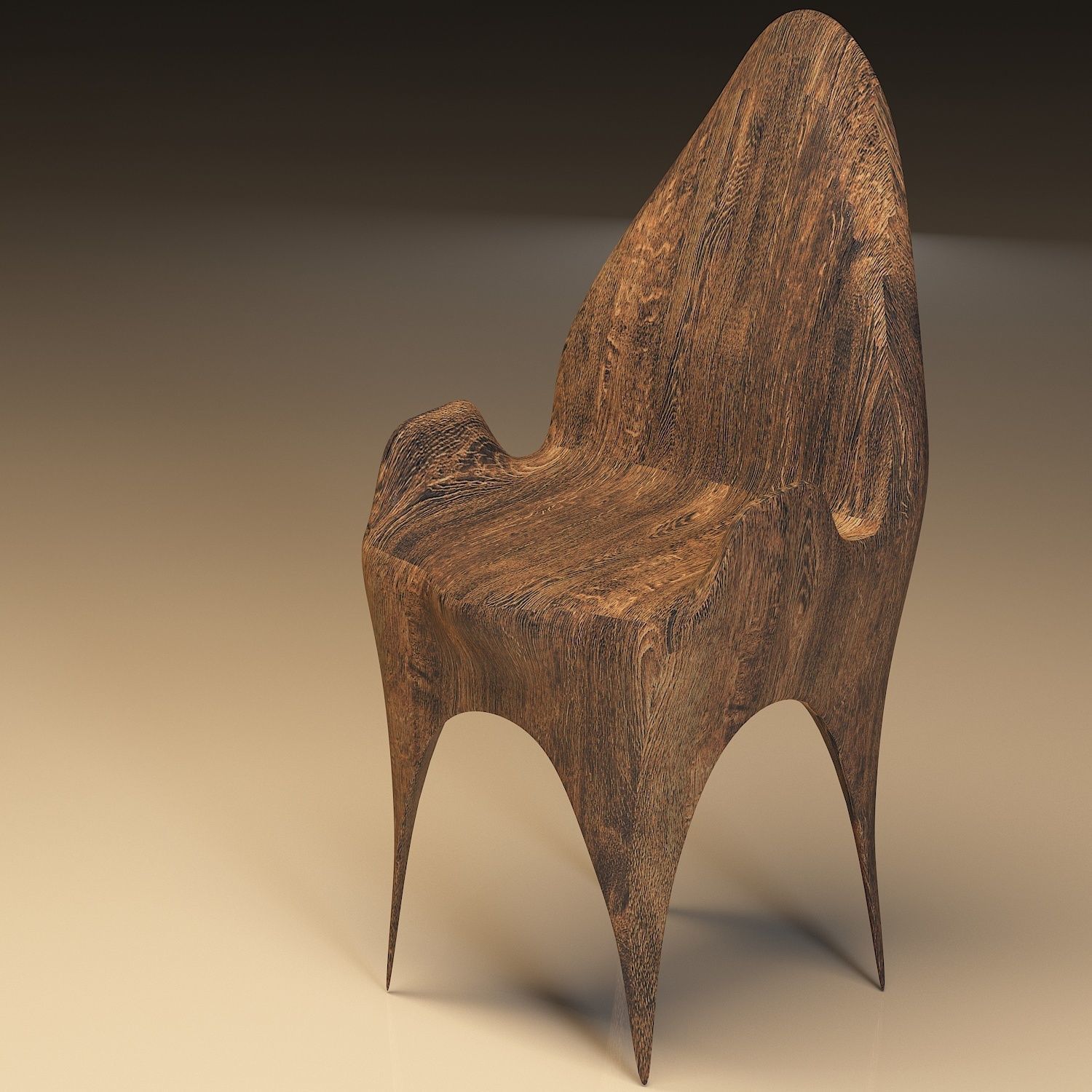 Wooden Chair 3d model Low-poly 3D model_6