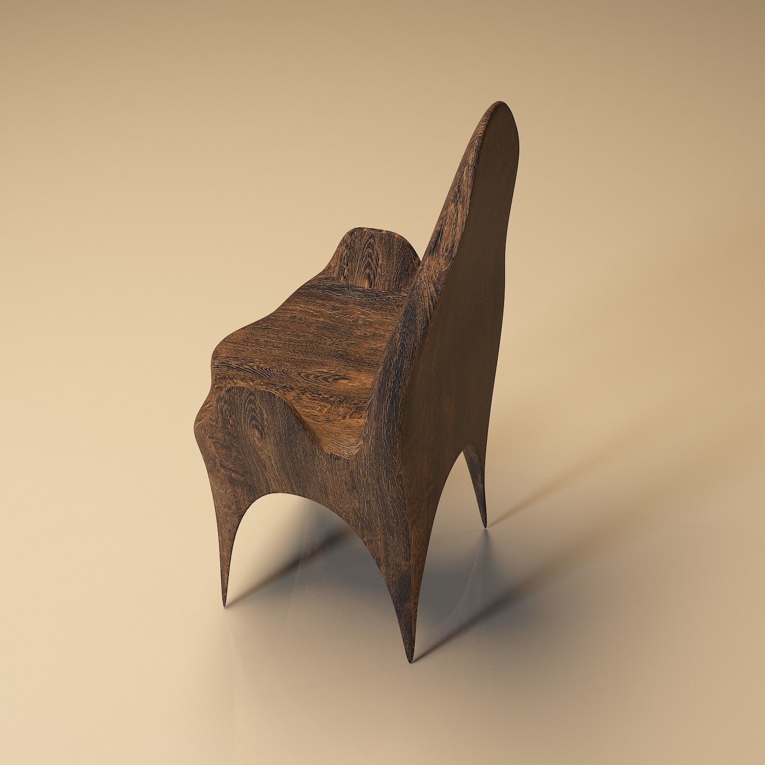 Wooden Chair 3d model Low-poly 3D model_1