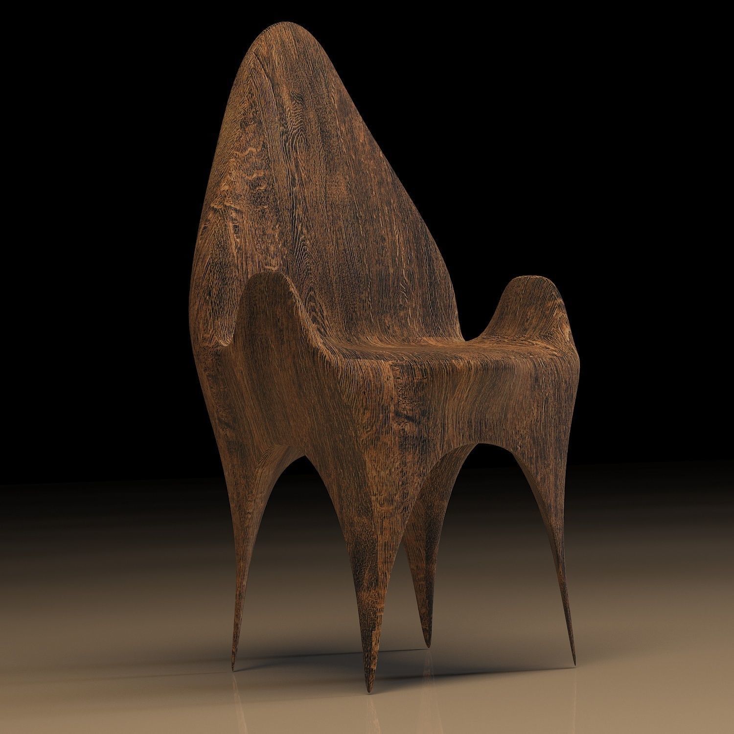 Wooden Chair 3d model Low-poly 3D model_3