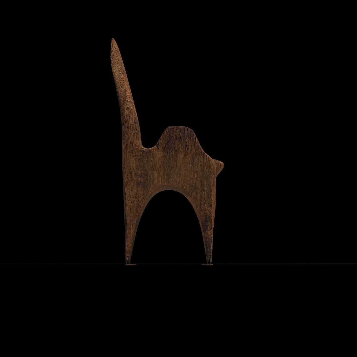 Wooden Chair 3d model Low-poly 3D model_4