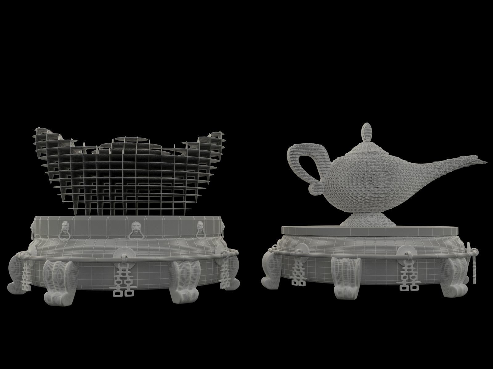 Chinese display stand with magic lamp 3D model_5
