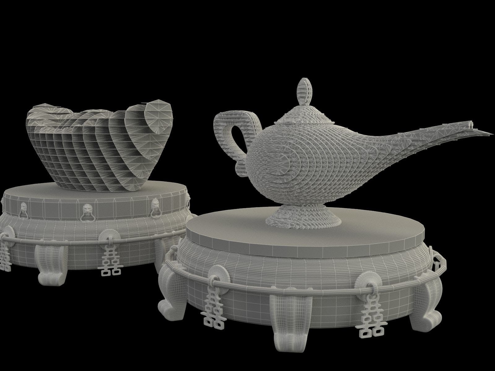 Chinese display stand with magic lamp 3D model_7