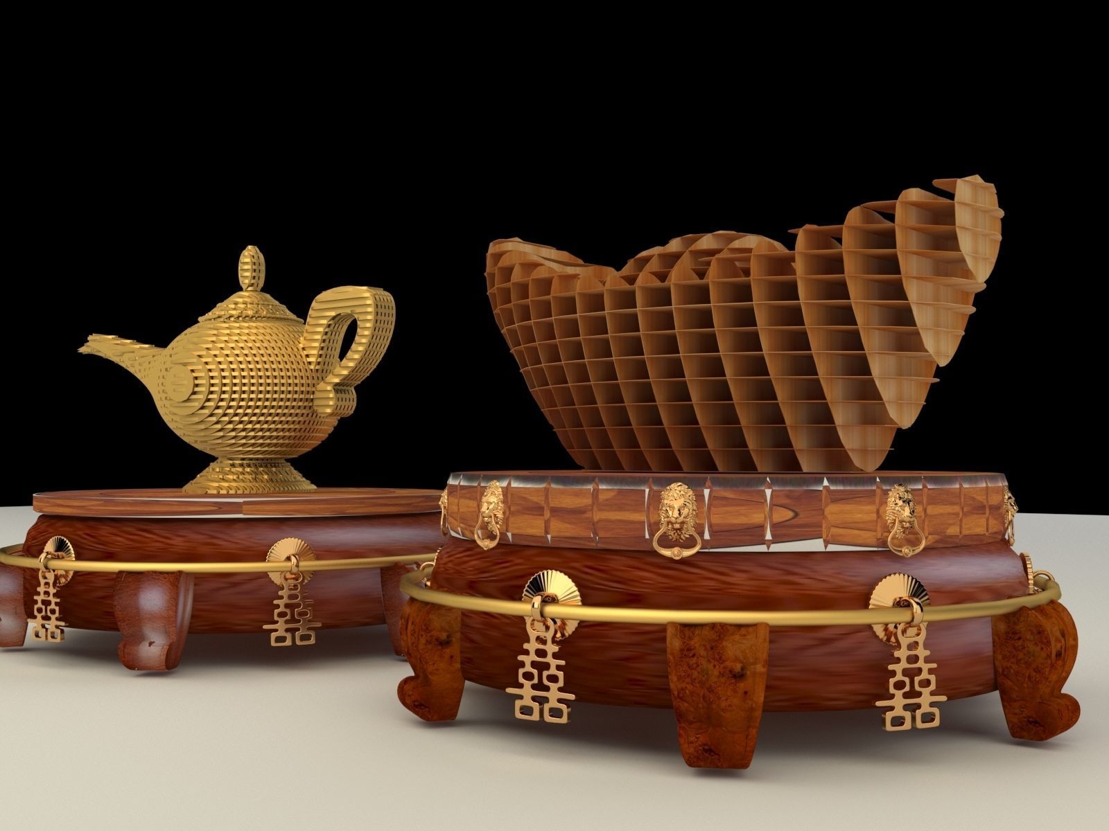 Chinese display stand with magic lamp 3D model_1