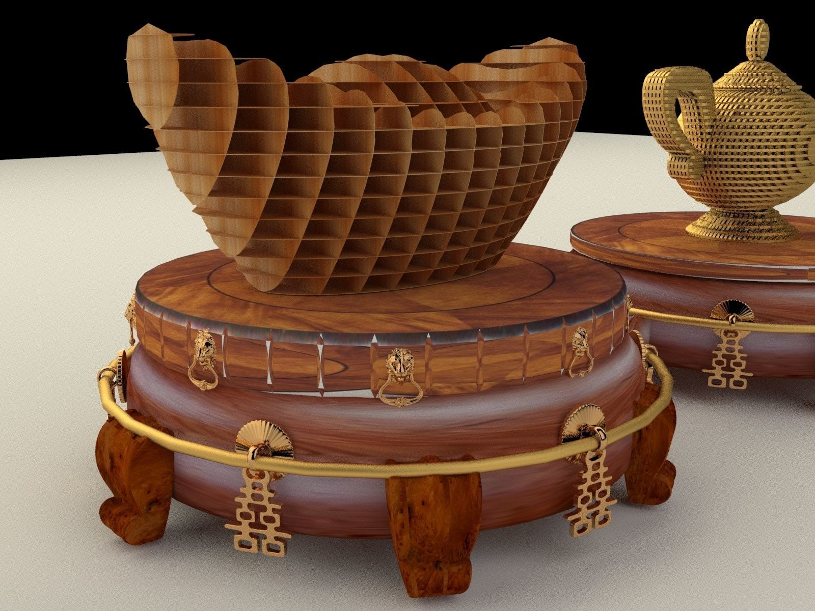 Chinese display stand with magic lamp 3D model_4