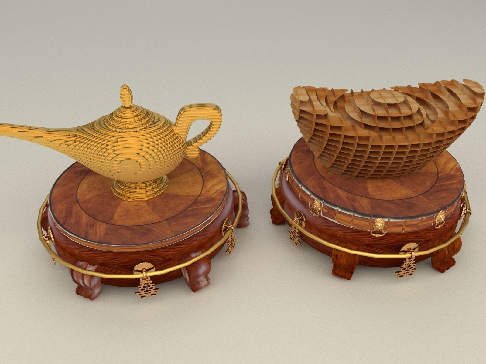 Chinese display stand with magic lamp 3D model_2