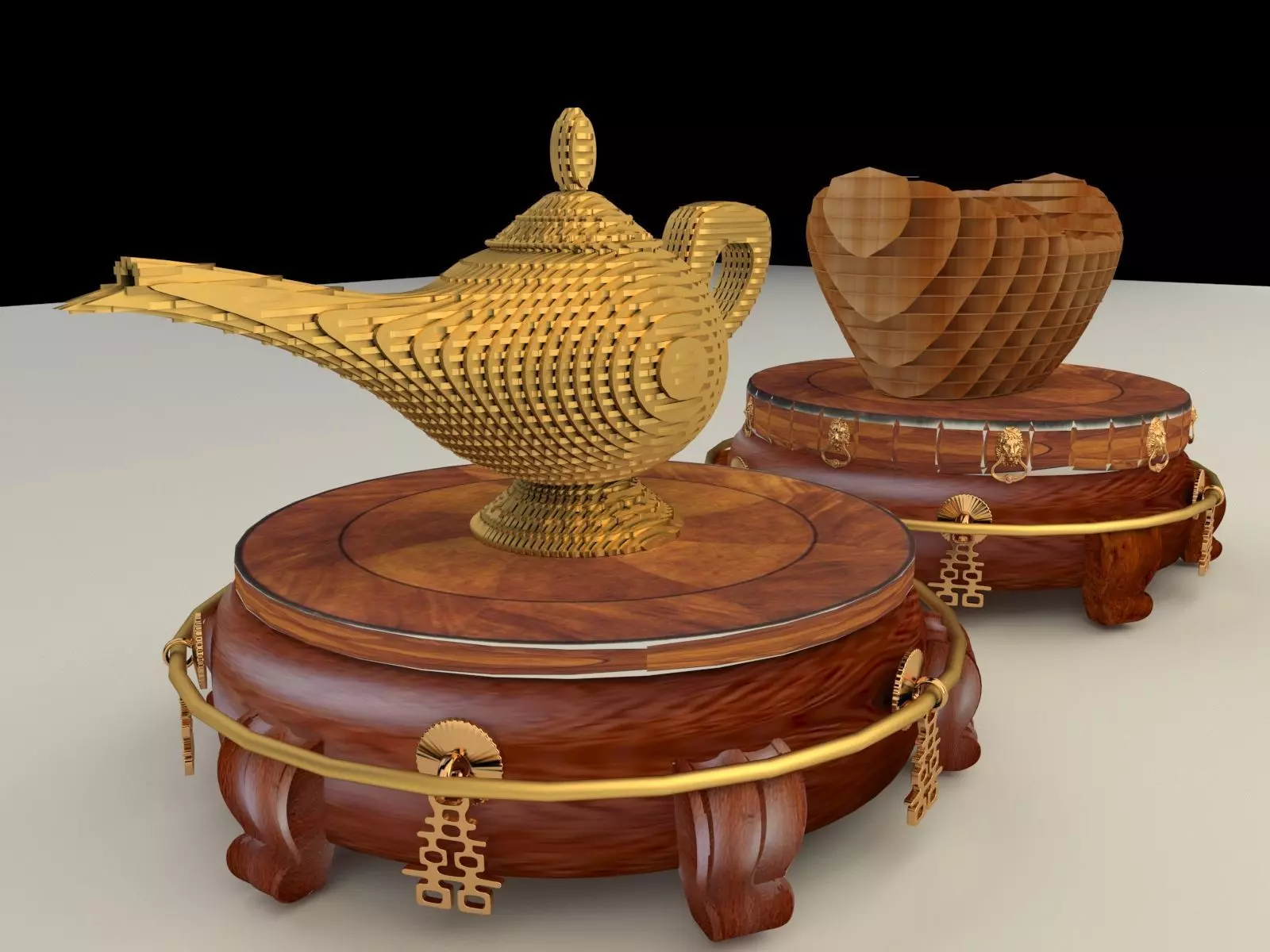 Chinese display stand with magic lamp 3D model_0