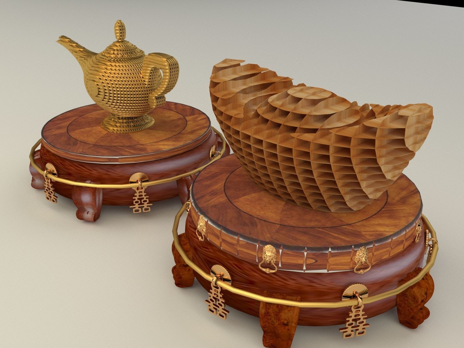 Chinese display stand with magic lamp 3D model_3