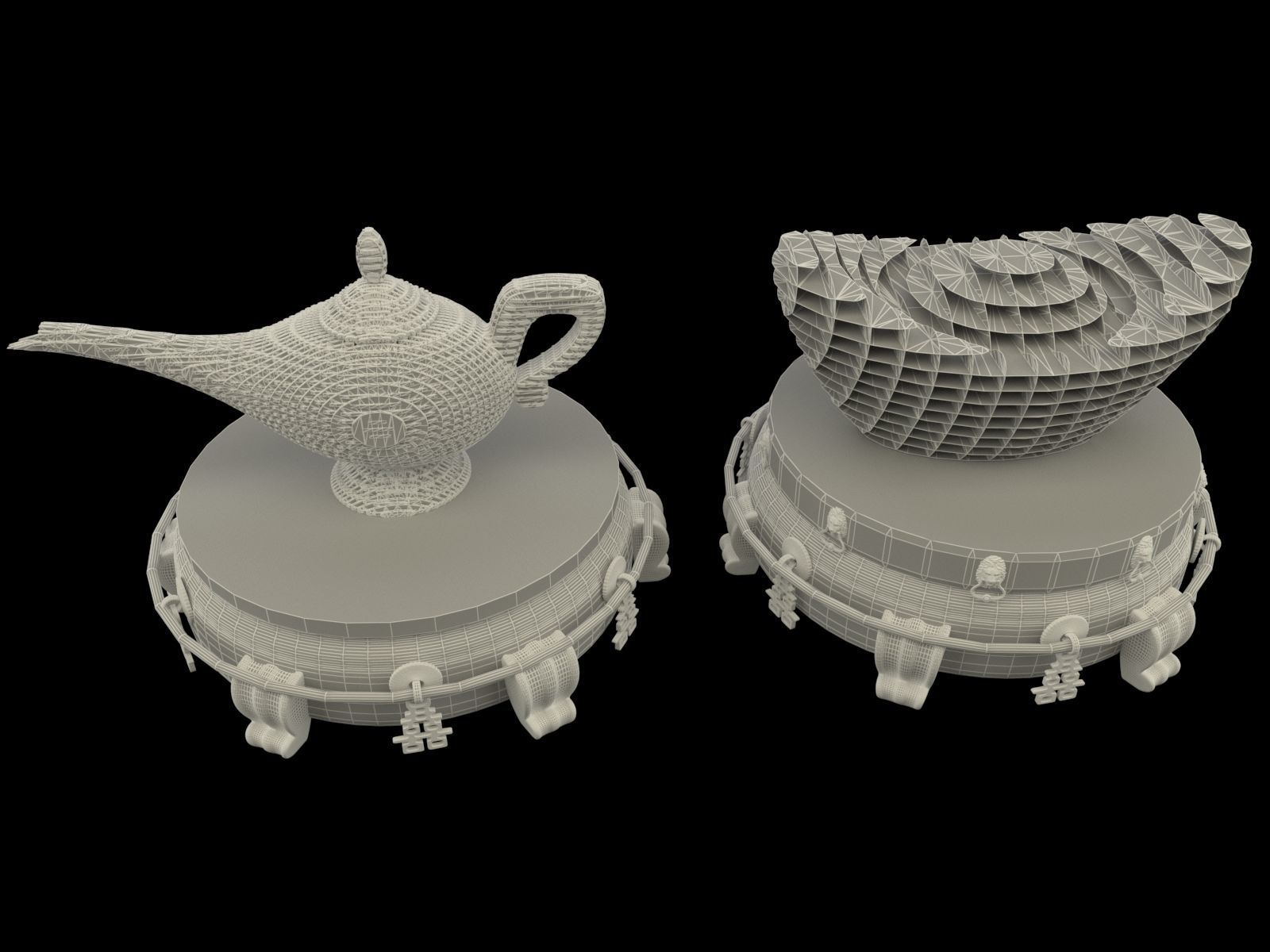 Chinese display stand with magic lamp 3D model_6