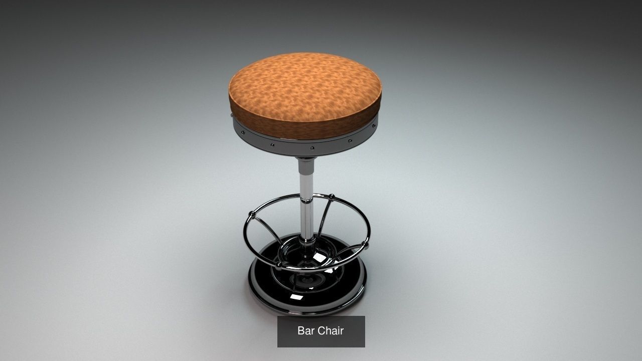Chairs chair with seat and chrome frame 3D Model Collection_3