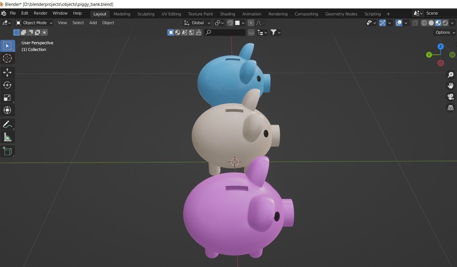 Colorful piggy banks 3d model Low-poly 3D model_2