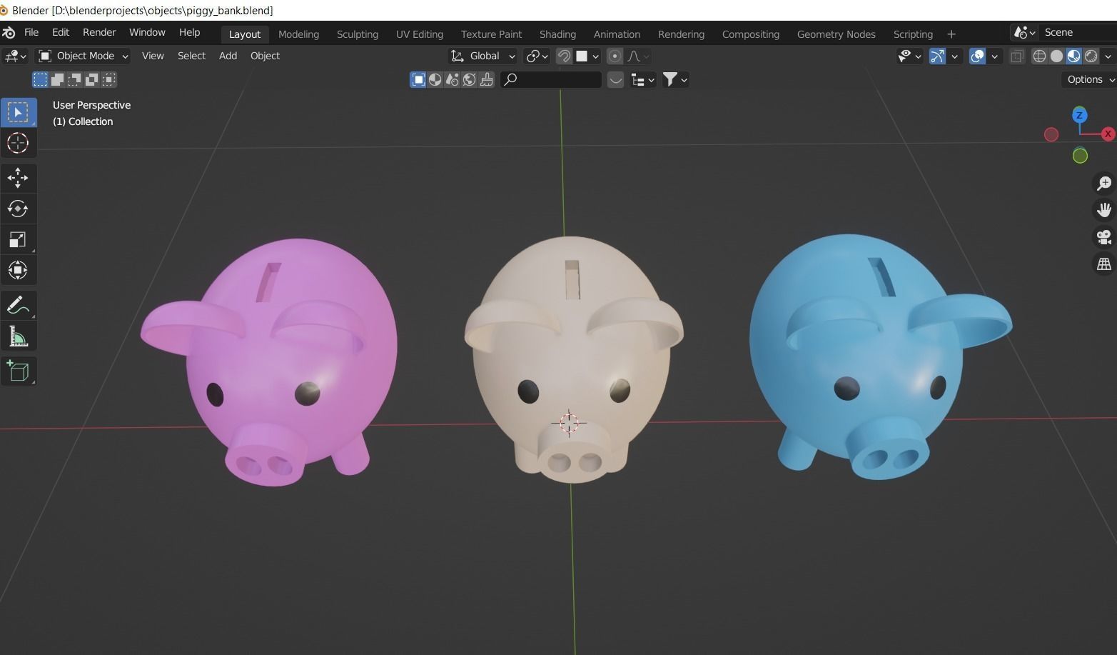 Colorful piggy banks 3d model Low-poly 3D model_4