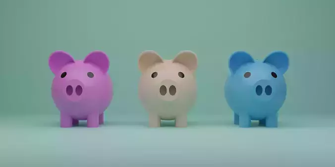 Colorful piggy banks 3d model