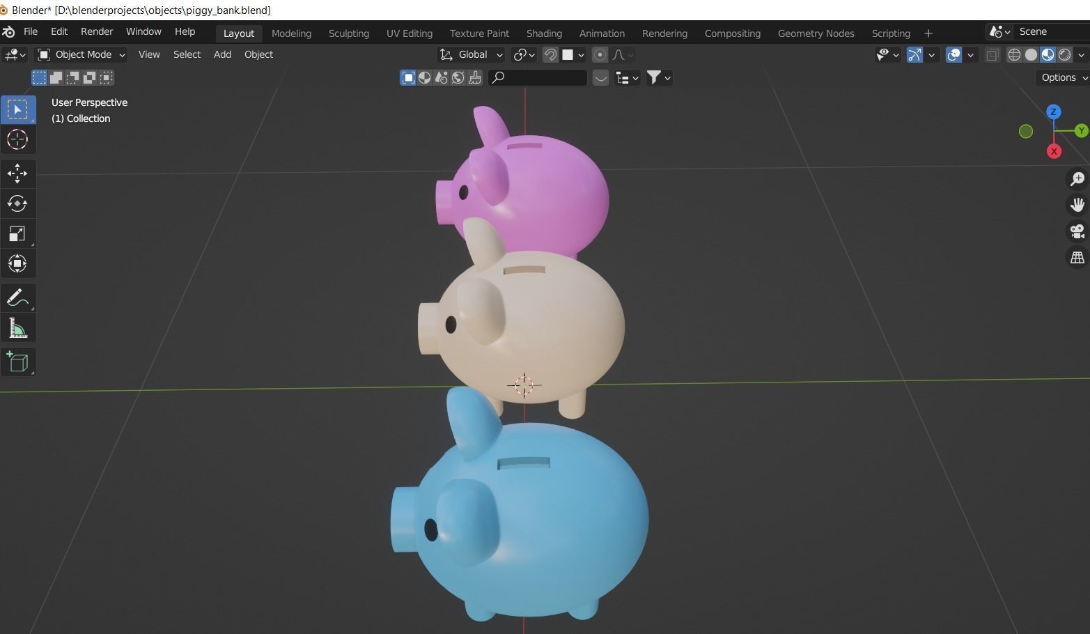 Colorful piggy banks 3d model Low-poly 3D model_5