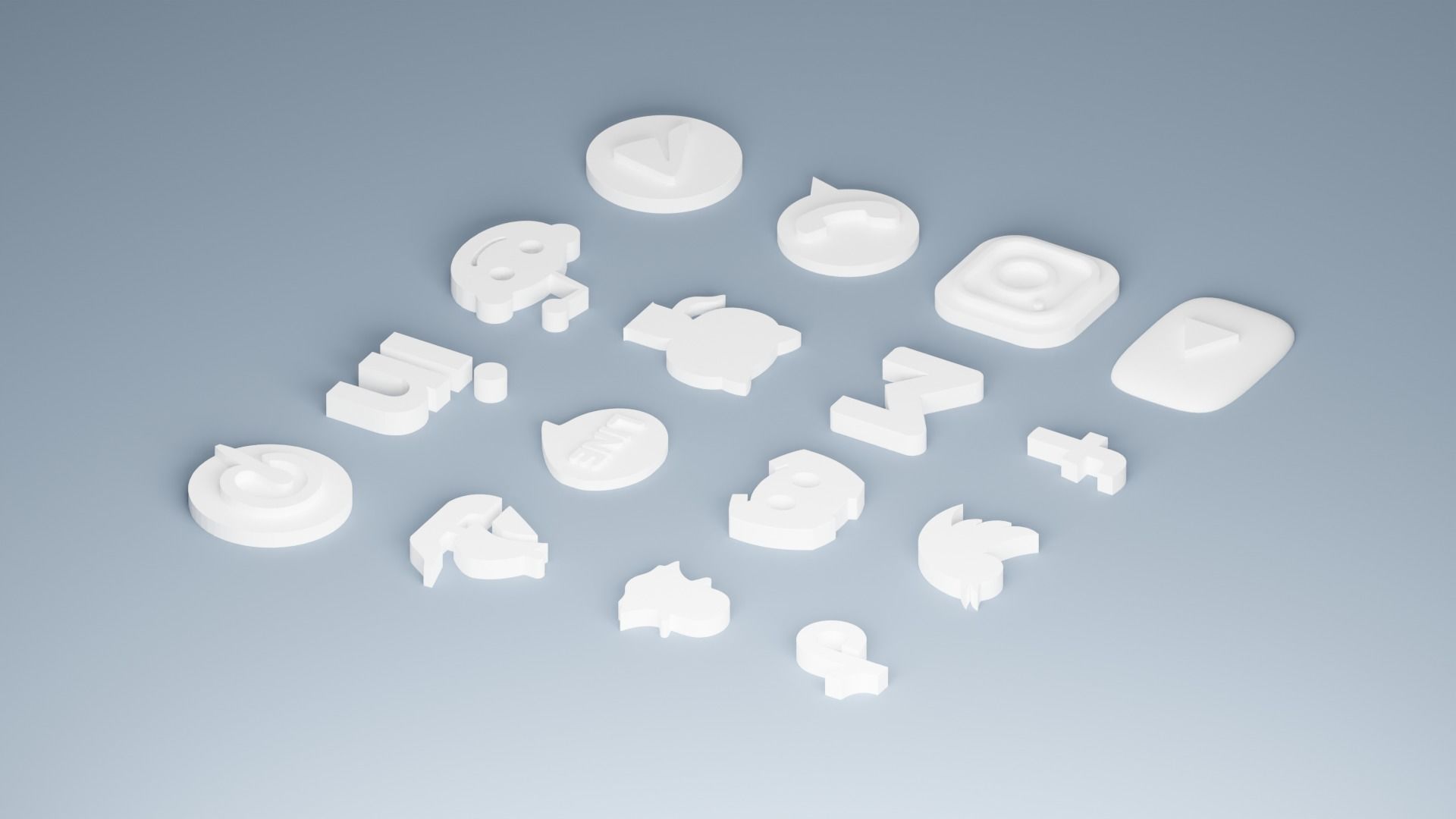 Set of Social Media 3D Icons 3D model_2