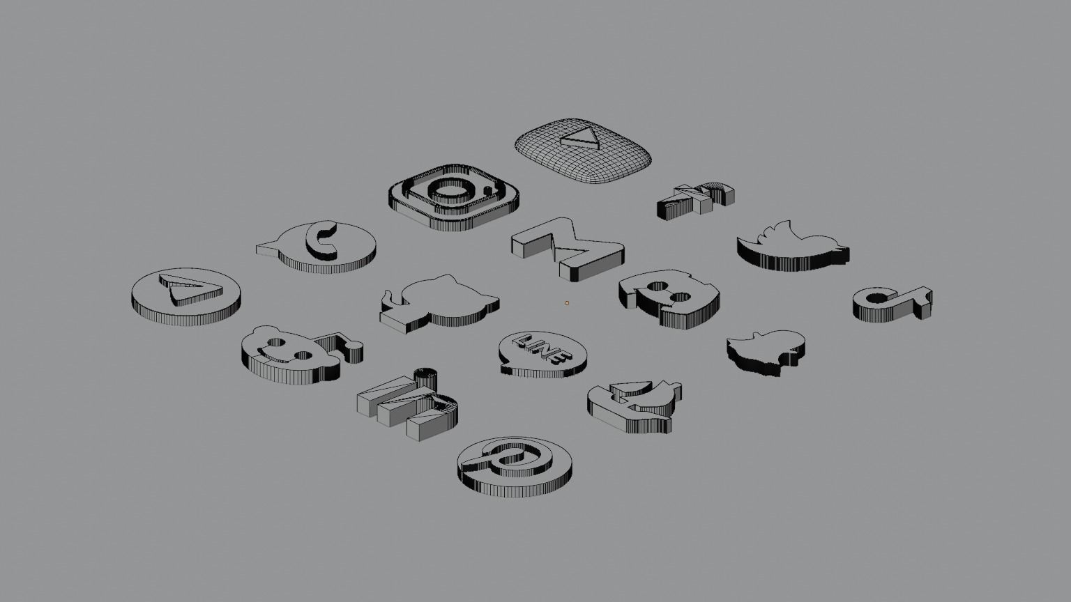 Set of Social Media 3D Icons 3D model_10