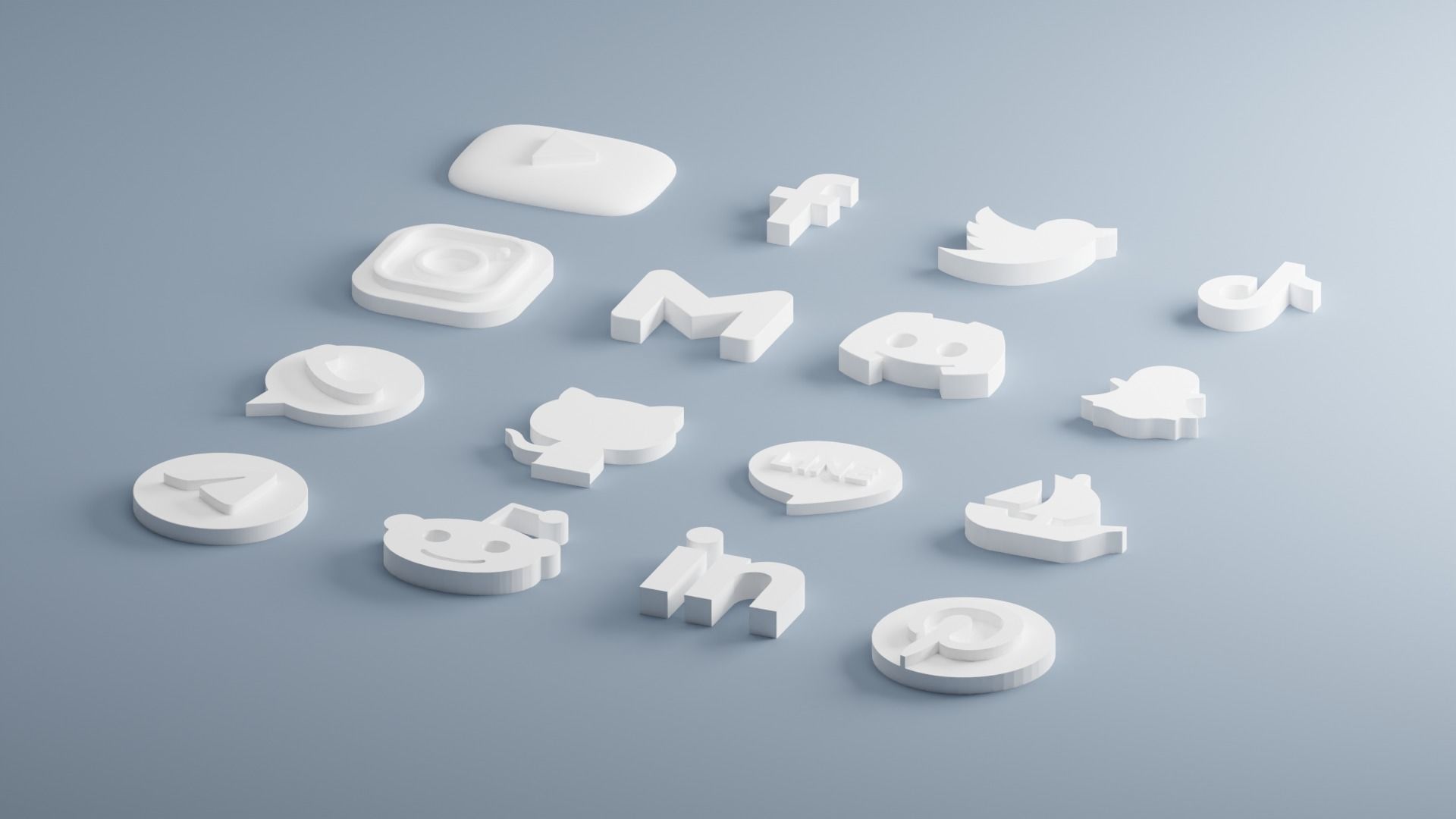 Set of Social Media 3D Icons 3D model_3