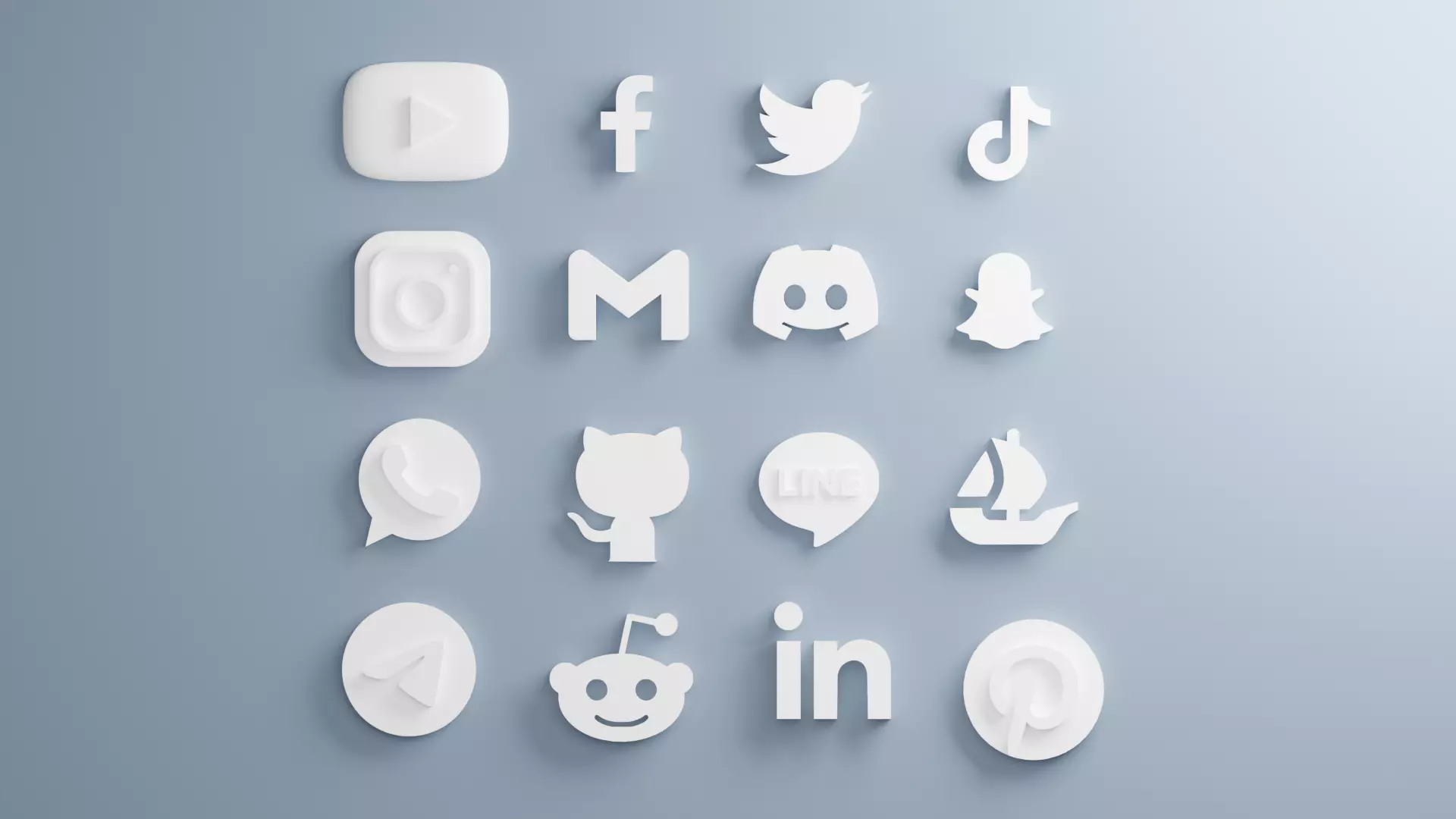 Set of Social Media 3D Icons 3D model_0