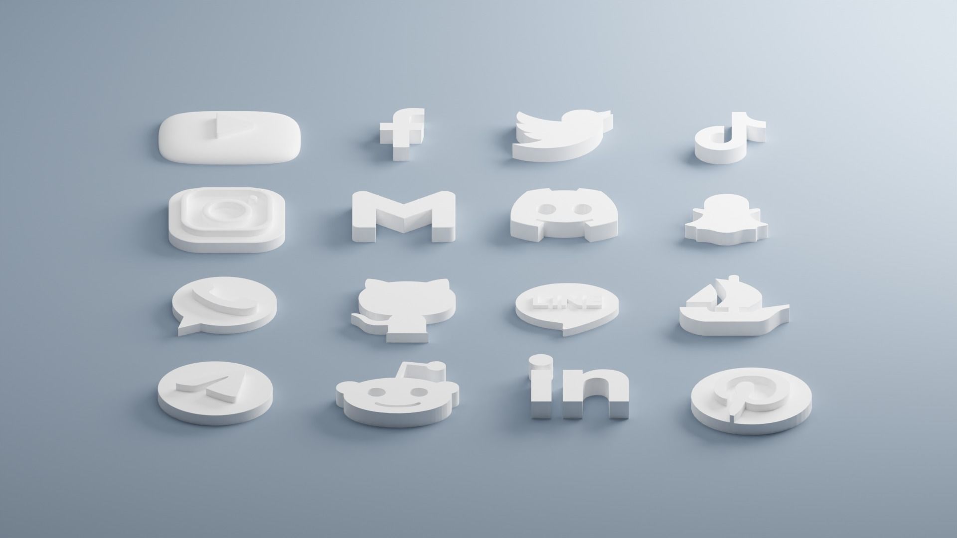 Set of Social Media 3D Icons 3D model_4