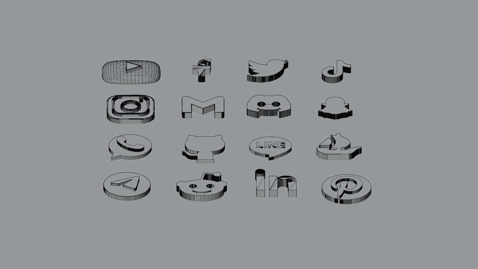 Set of Social Media 3D Icons 3D model_11