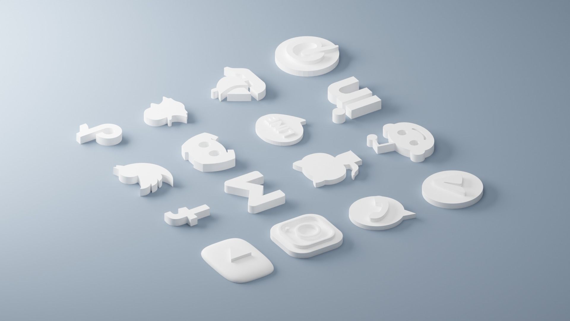 Set of Social Media 3D Icons 3D model_9