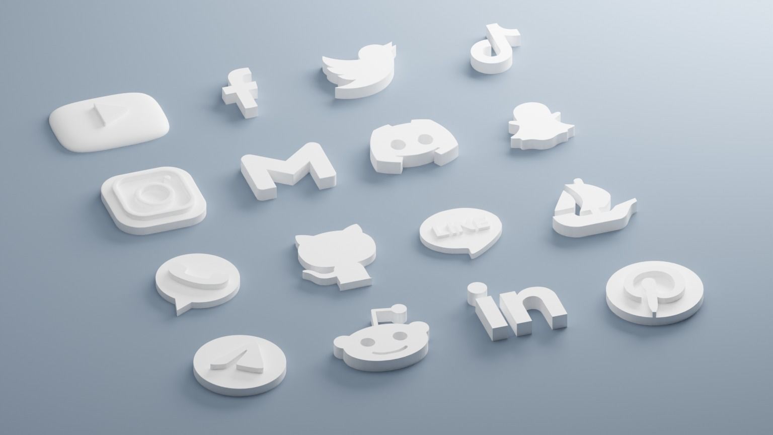 Set of Social Media 3D Icons 3D model_1