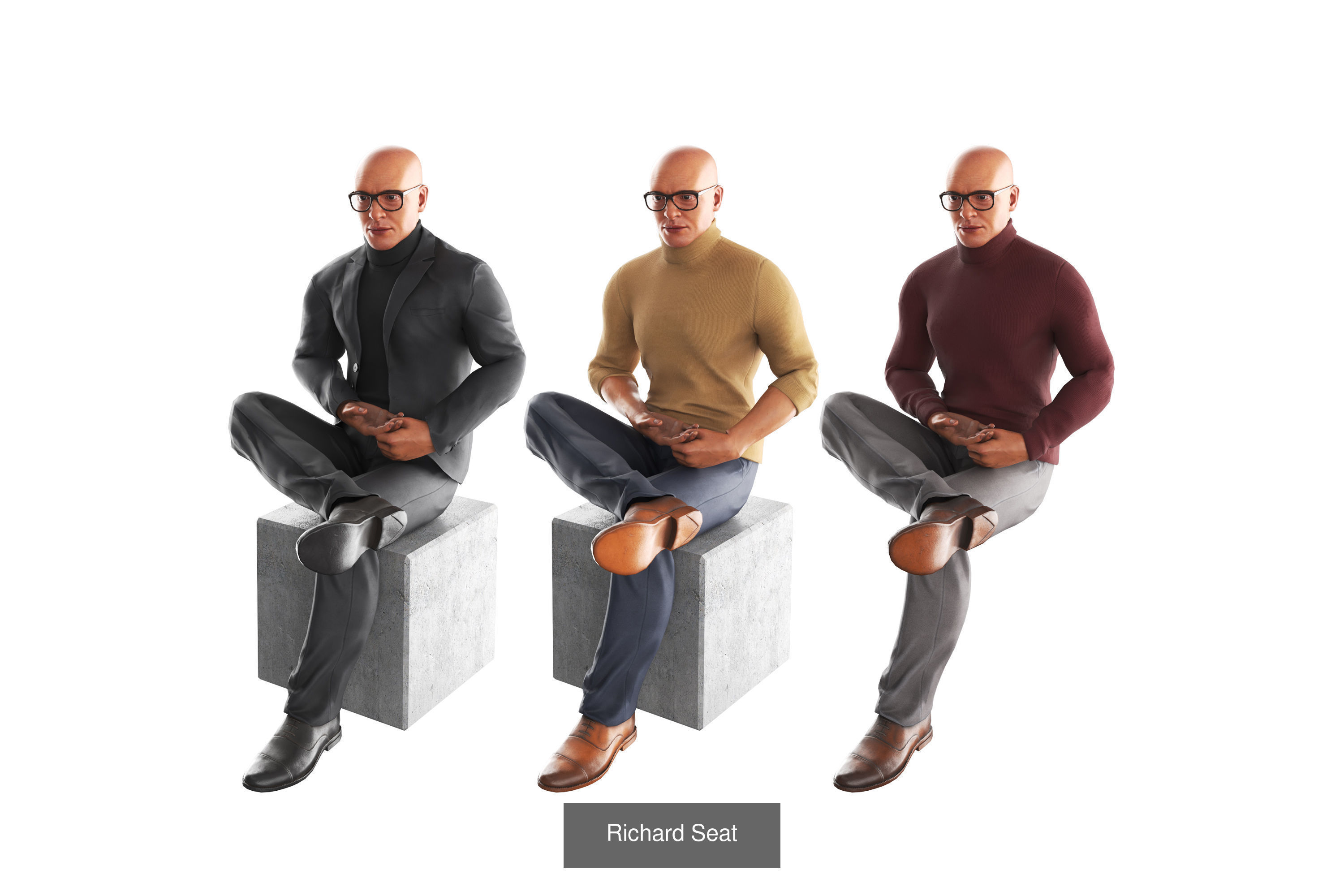 Richard Poses Bundle 3D Model Collection_10