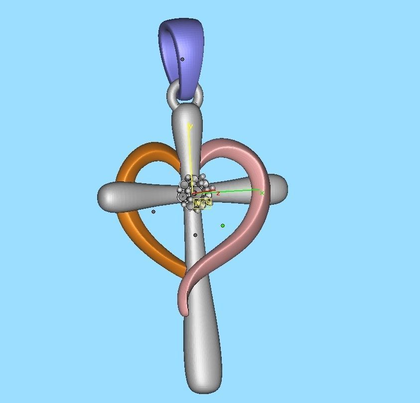 Diamond Cross Pendant 26mm Height Heart Cross 3dmodel  3D print model_15