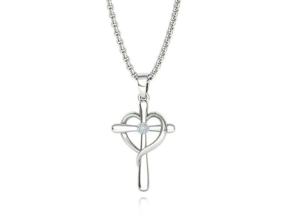 Diamond Cross Pendant 26mm Height Heart Cross 3dmodel  3D print model_30