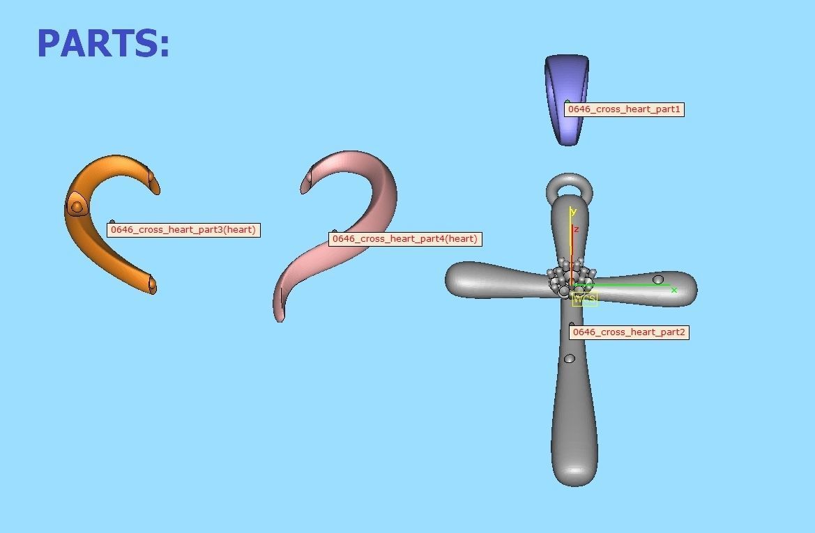 Diamond Cross Pendant 26mm Height Heart Cross 3dmodel  3D print model_16