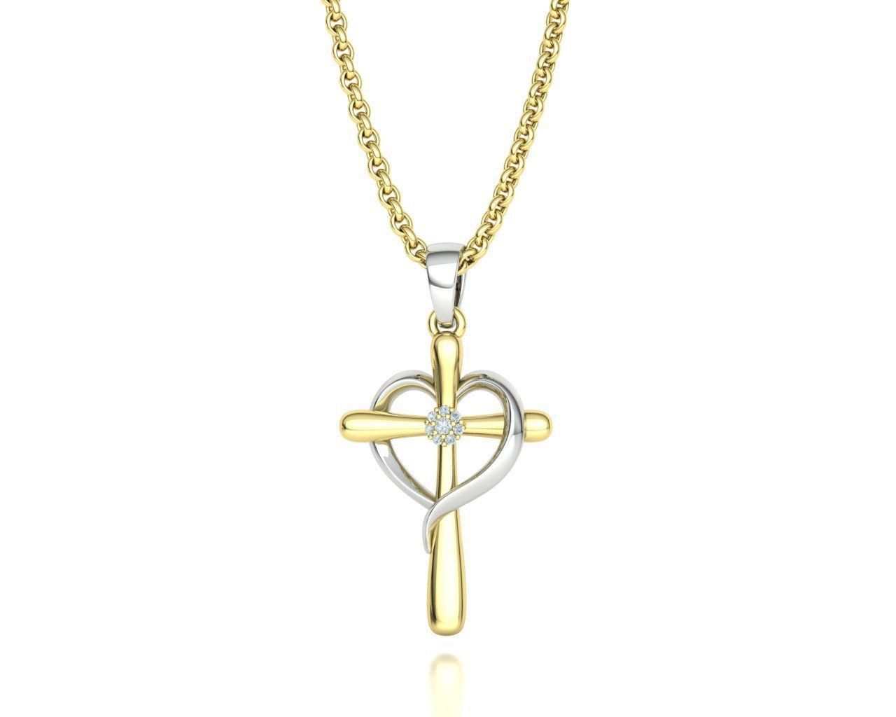 Diamond Cross Pendant 26mm Height Heart Cross 3dmodel  3D print model_31