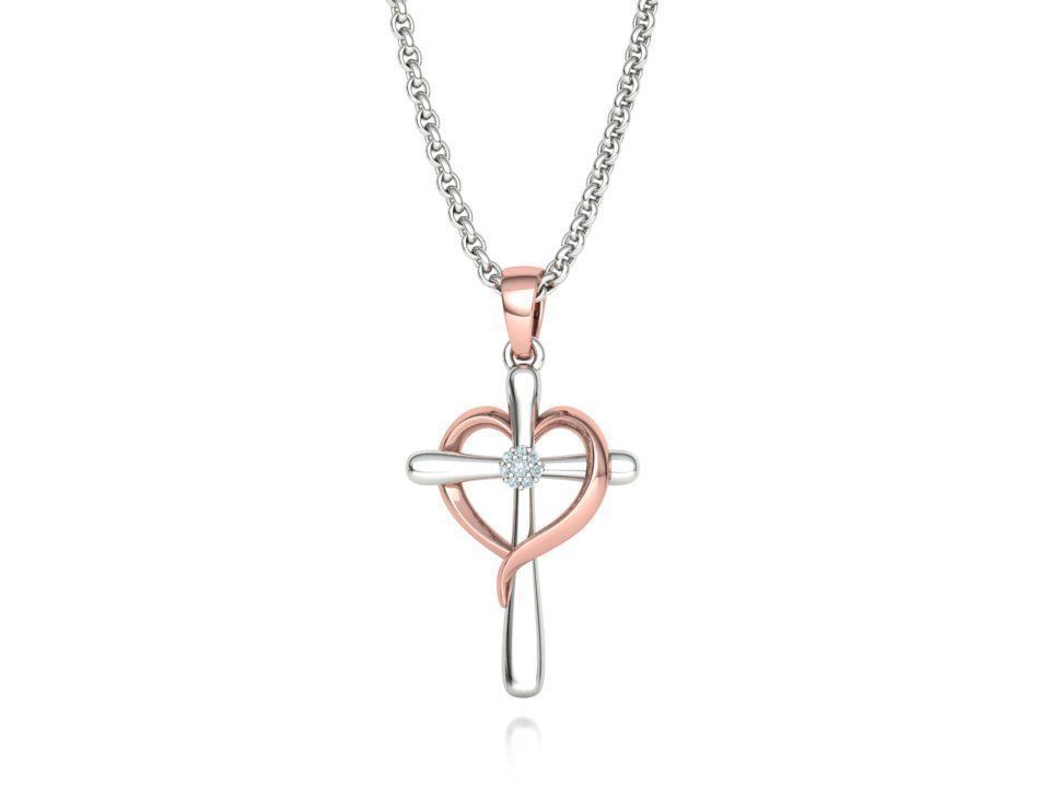 Diamond Cross Pendant 26mm Height Heart Cross 3dmodel  3D print model_25