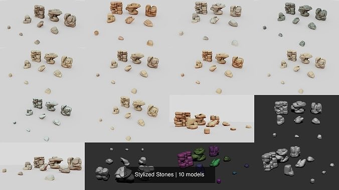 Stylized Stones 3D Model Collection
