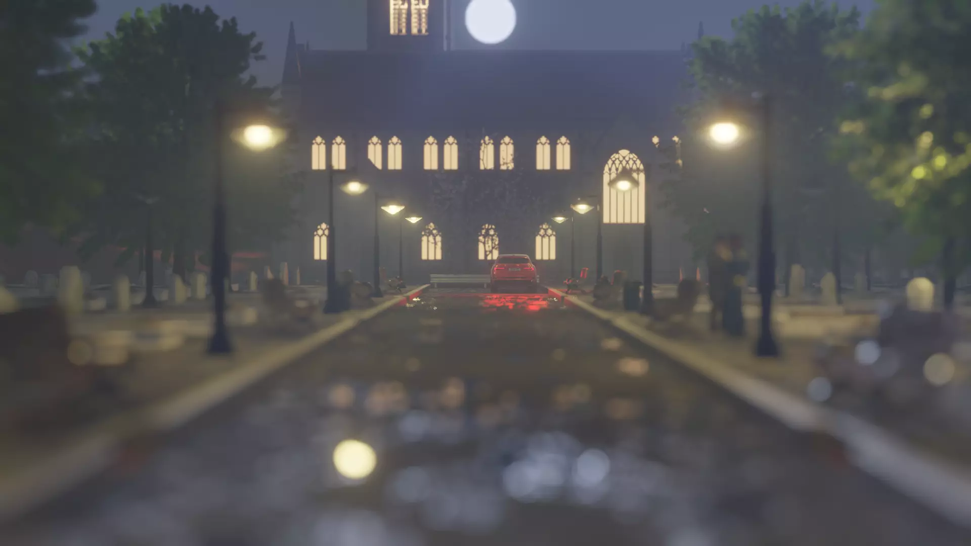 Cemetery Scene realistic - Blender 3D model_0