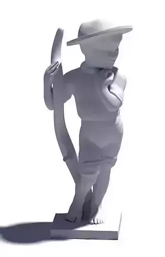 Statue  Of Boy With Stick