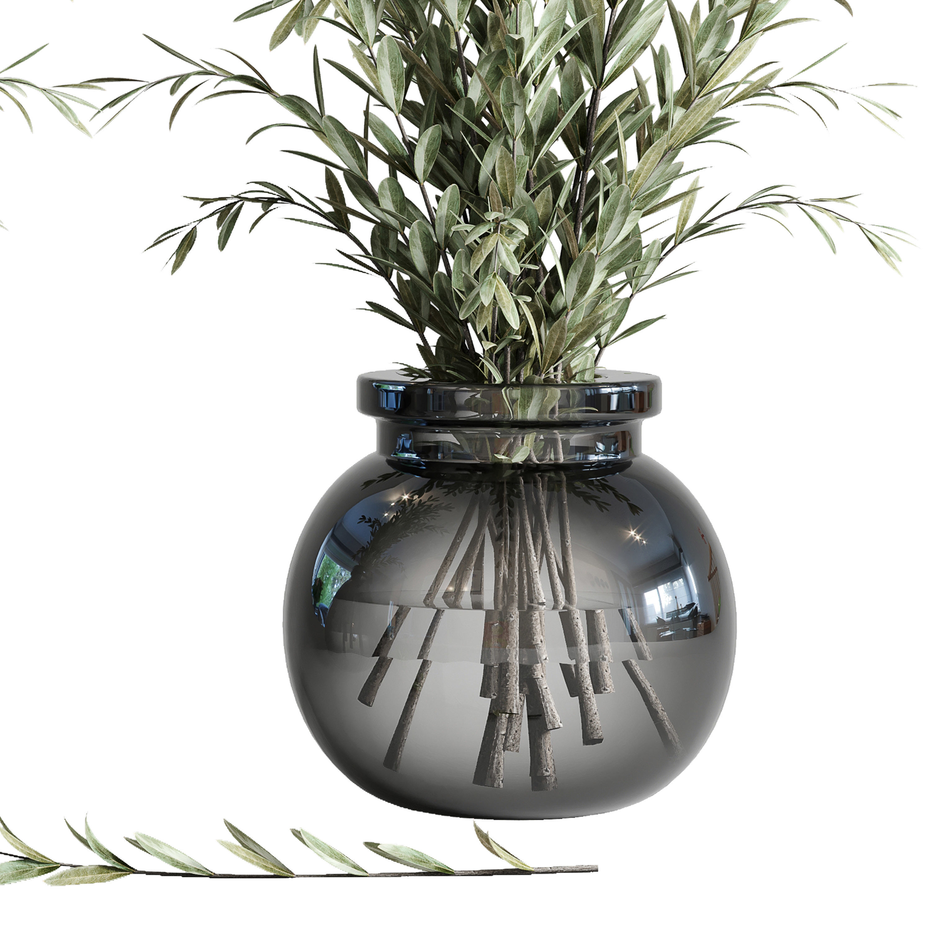 Olives in vases galss 3D model_4