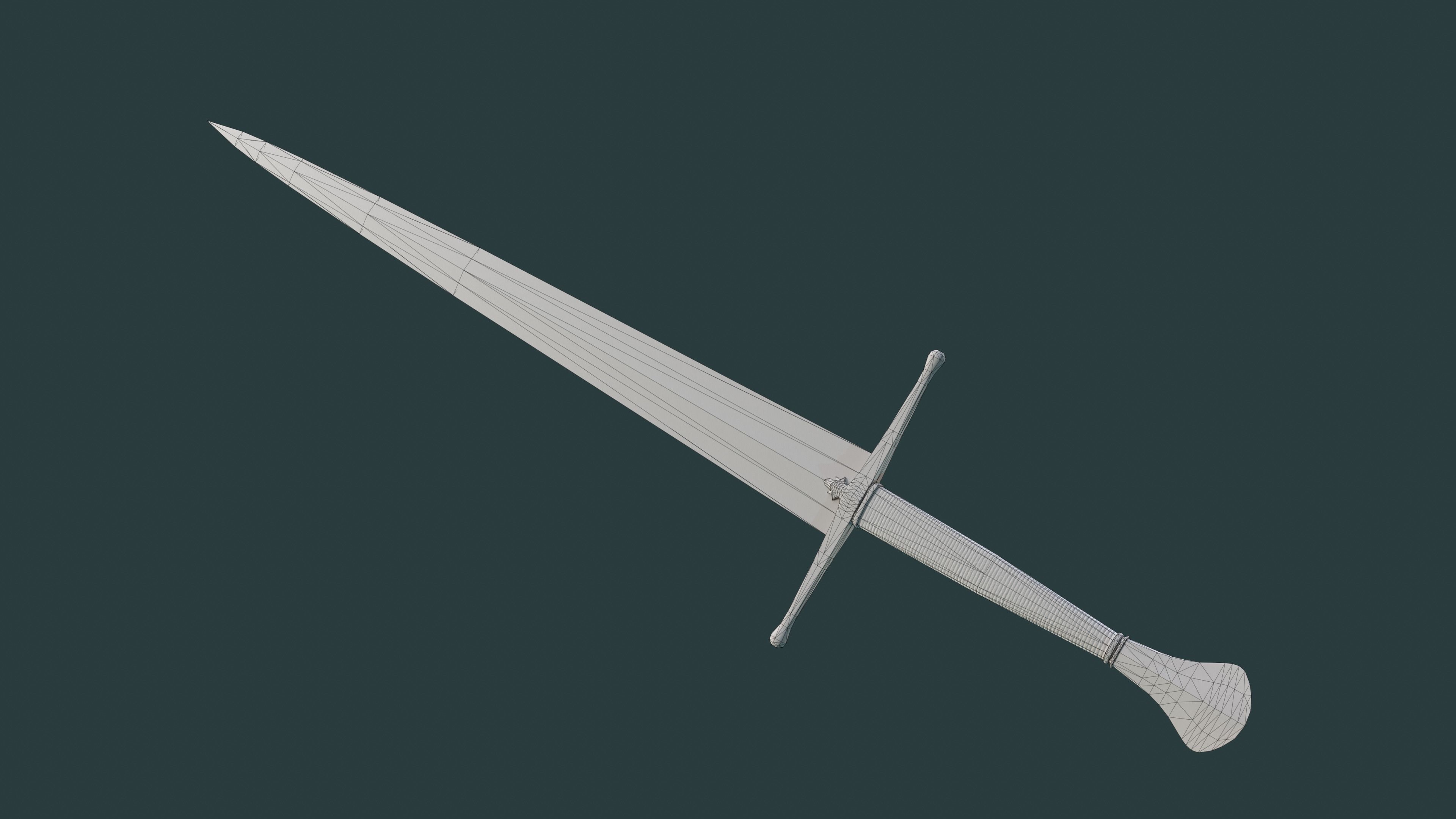 Albion Principe Medieval Sword PBR game ready Low-poly 3D model_5